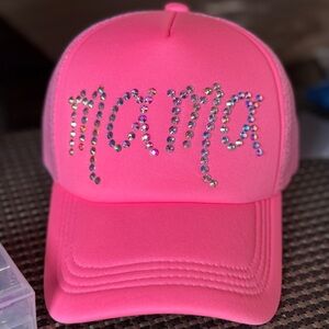 Made To Order- Pink Rhinestone 'Mama' Trucker Hat